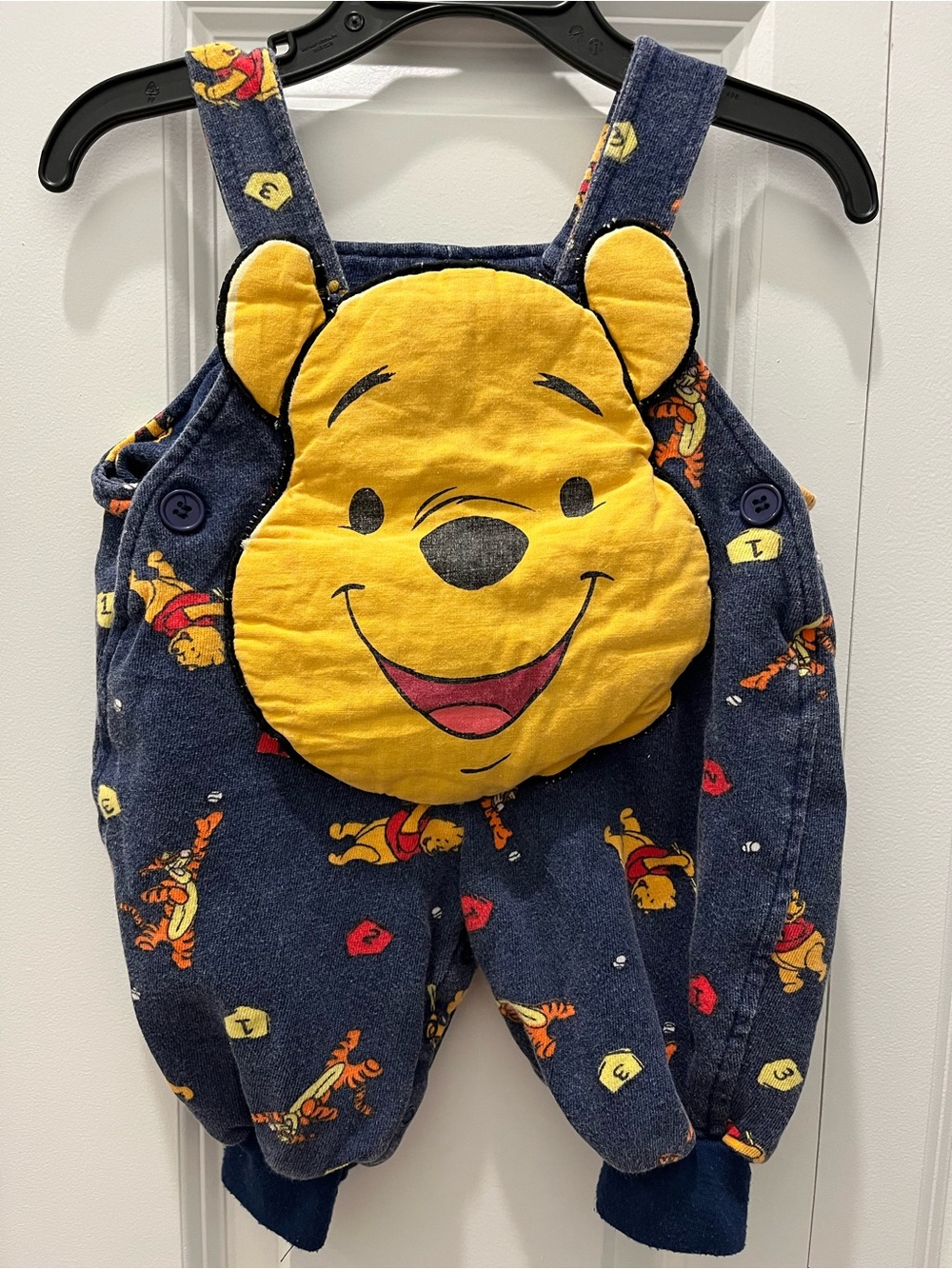Vintage 90s RARE Winnie The Pooh 3D Puffer Face Bubble Romper Overalls (3/6M)